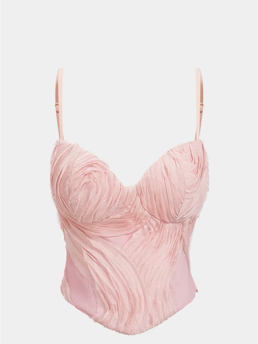 Delicate Pink Textured Bandeau Bustier